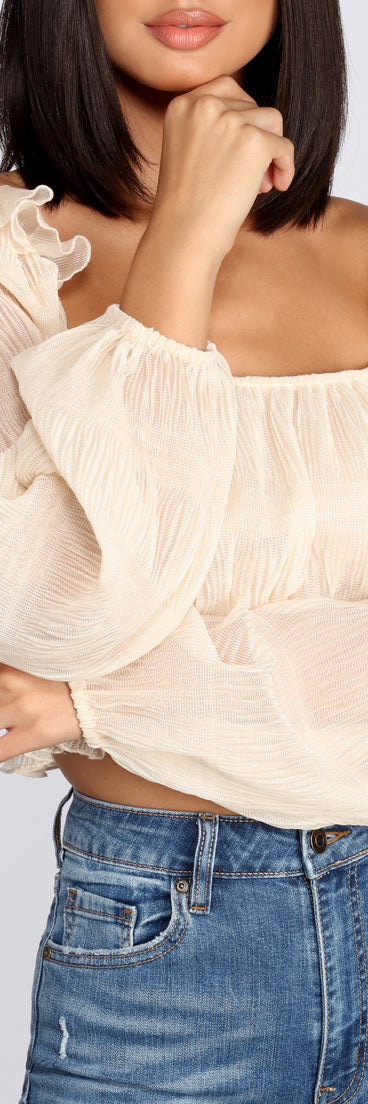 With fun and flirty details, Crinkle Detail Square Neck Blouse shows off your unique style for a trendy outfit for the summer season!