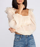 With fun and flirty details, Crinkle Detail Square Neck Blouse shows off your unique style for a trendy outfit for the summer season!