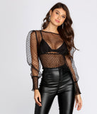 Dress up in Here To Play Sheer Polka Dot Top as your going-out dress for holiday parties, an outfit for NYE, party dress for a girls’ night out, or a going-out outfit for any seasonal event!