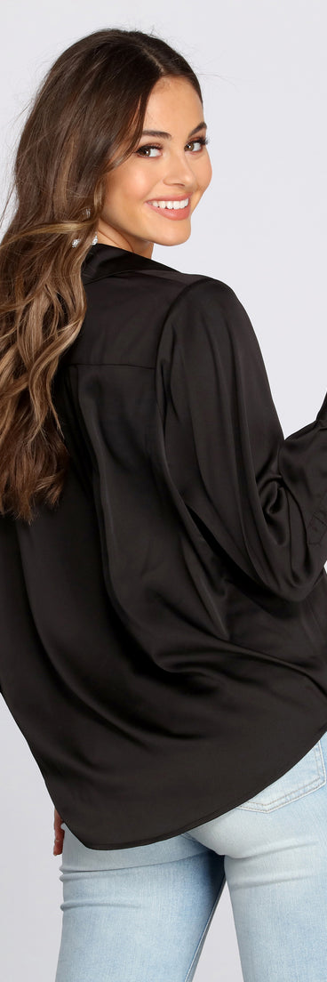Satin Button Up Tunic