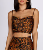Leopard Cowl Neck Crop Top for 2022 festival outfits, festival dress, outfits for raves, concert outfits, and/or club outfits