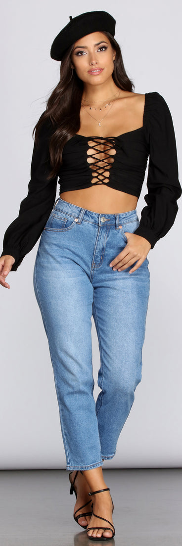 Ooh La Lace Up Crop Top