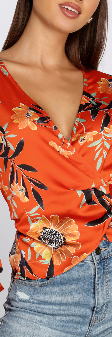 Bubble Sleeve Wrap Blouse