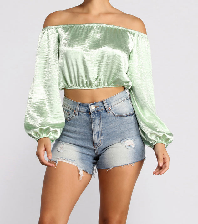 Dress up in Stunning Sophistication Satin Crop Top as your going-out dress for holiday parties, an outfit for NYE, party dress for a girls’ night out, or a going-out outfit for any seasonal event!