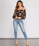 With fun and flirty details, Floral Focus Off The Shoulder Top shows off your unique style for a trendy outfit for the summer season!