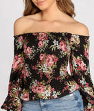 With fun and flirty details, Floral Focus Off The Shoulder Top shows off your unique style for a trendy outfit for the summer season!