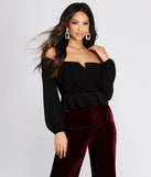Glitzy Wrap Front Peplum Blouse