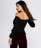 Glitzy Wrap Front Peplum Blouse