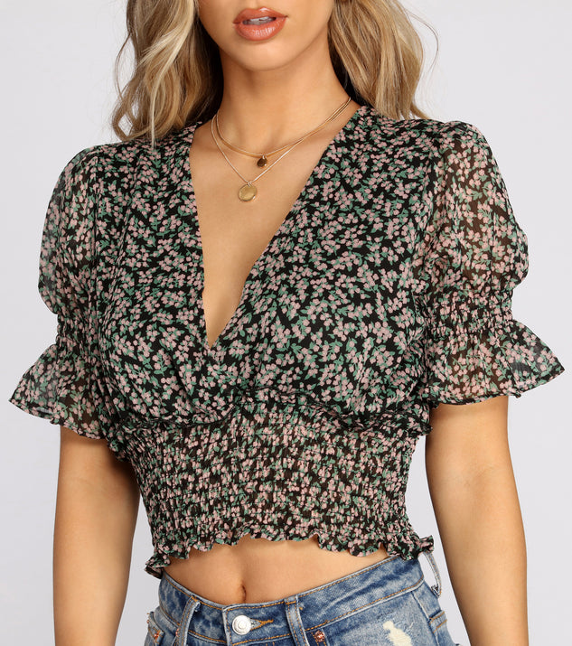 With fun and flirty details, Darling Ditzy Floral Smocked Top shows off your unique style for a trendy outfit for the summer season!