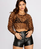 Mesh U Up Leopard Crop Top is a trendy pick to create 2023 festival outfits, festival dresses, outfits for concerts or raves, and complete your best party outfits!
