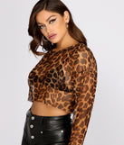 Mesh U Up Leopard Crop Top is a trendy pick to create 2023 festival outfits, festival dresses, outfits for concerts or raves, and complete your best party outfits!