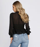 With fun and flirty details, Chiffon Smocked Button Down Blouse shows off your unique style for a trendy outfit for the summer season!
