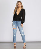 With fun and flirty details, Chiffon Smocked Button Down Blouse shows off your unique style for a trendy outfit for the summer season!