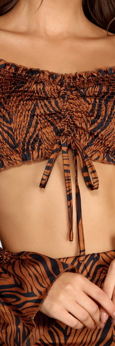 You’ll look stunning in the Wild Girl Smocked Crop Top when paired with its matching separate to create a glam clothing set perfect for a New Year’s Eve Party Outfit or Holiday Outfit for any event!