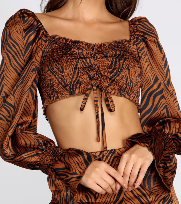 You’ll look stunning in the Wild Girl Smocked Crop Top when paired with its matching separate to create a glam clothing set perfect for a New Year’s Eve Party Outfit or Holiday Outfit for any event!
