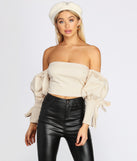 Off The Shoulder Balloon Sleeve Top