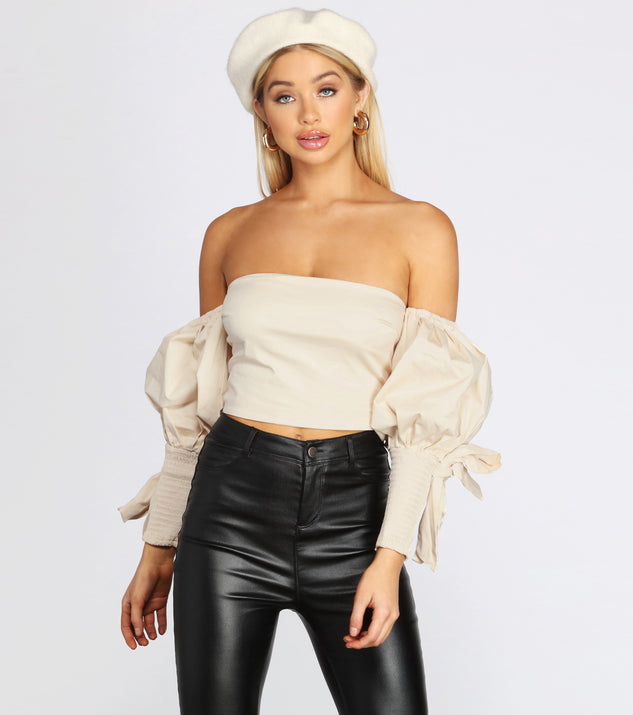 Off The Shoulder Balloon Sleeve Top