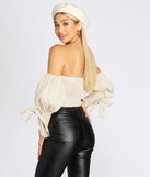 Off The Shoulder Balloon Sleeve Top