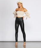 Off The Shoulder Balloon Sleeve Top