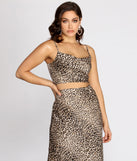 You’ll look stunning in the Feline Myself Satin Leopard Crop Top when paired with its matching separate to create a glam clothing set perfect for a New Year’s Eve Party Outfit or Holiday Outfit for any event!