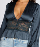 Sleek Satin Lace Blouse