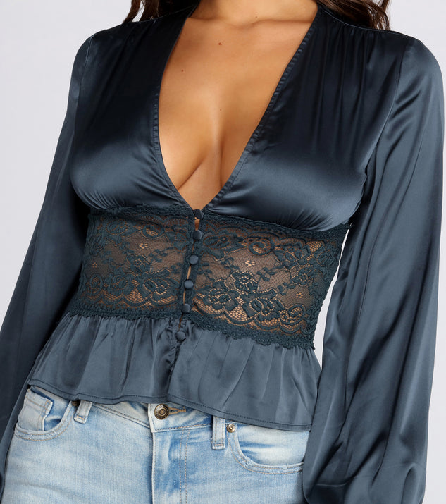 Sleek Satin Lace Blouse