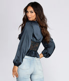 Sleek Satin Lace Blouse