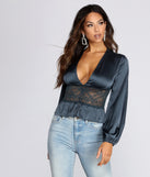 Sleek Satin Lace Blouse