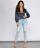 Sleek Satin Lace Blouse