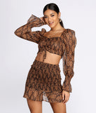 You’ll look stunning in the Autumn Affair Crop Top when paired with its matching separate to create a glam clothing set perfect for a New Year’s Eve Party Outfit or Holiday Outfit for any event!