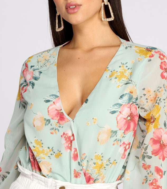 With fun and flirty details, Poised In Petals Floral Chiffon Bodysuit shows off your unique style for a trendy outfit for the summer season!