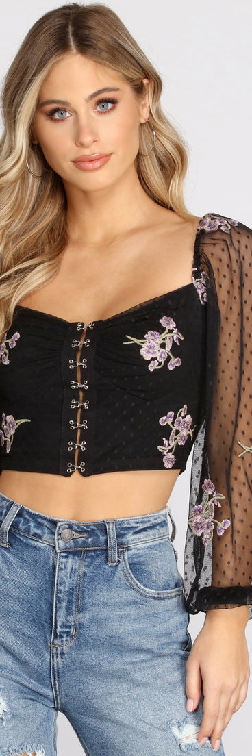 With fun and flirty details, Sweet As Can Be Mesh Crop Top shows off your unique style for a trendy outfit for the summer season!