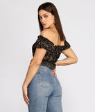 With fun and flirty details, Zebra Off-Shoulder Puff Sleeve Crop Top shows off your unique style for a trendy outfit for the summer season!