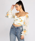 With fun and flirty details, Floral Sweetheart Ruched Crop Top shows off your unique style for a trendy outfit for the summer season!