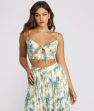 With fun and flirty details, Tropical Babe Tie Front Gauze Crop Top shows off your unique style for a trendy outfit for the summer season!