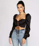 Dress up in Lace Up Peasant Cropped Blouse as your going-out dress for holiday parties, an outfit for NYE, party dress for a girls’ night out, or a going-out outfit for any seasonal event!