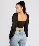 With fun and flirty details, Lace Up Peasant Cropped Blouse shows off your unique style for a trendy outfit for the summer season!