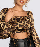 With fun and flirty details, Tie Front Leopard Print Satin Blouse shows off your unique style for a trendy outfit for the summer season!
