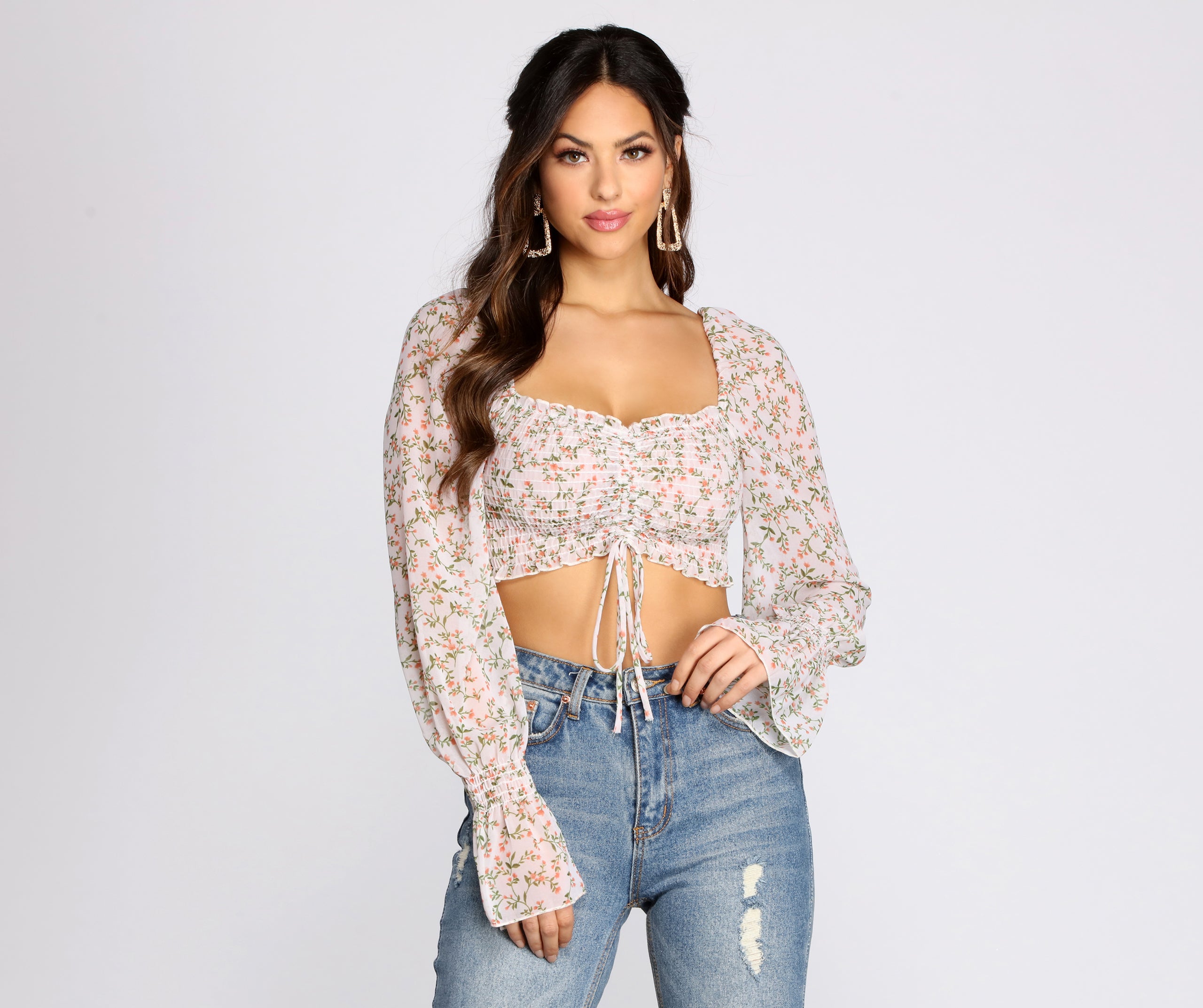 flowy sleeve crop top