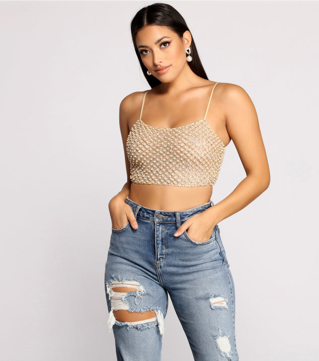 So Rare Pearl Embellished Crop Top creates the perfect New Year’s Eve Outfit or new years dress with stylish details in the latest trends to ring in 2023!
