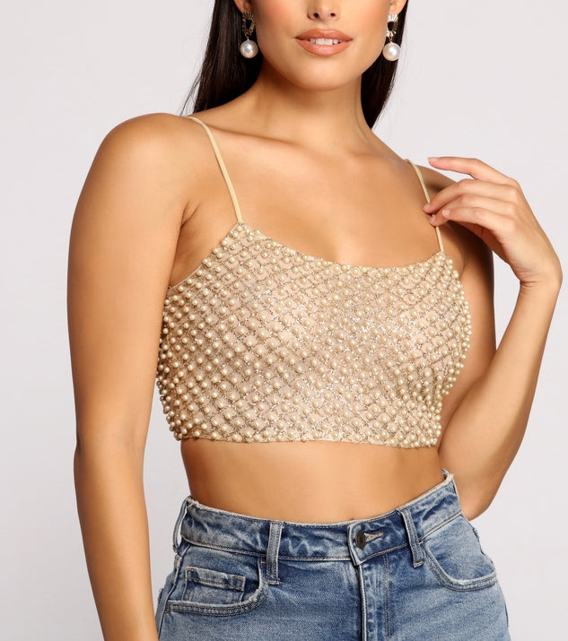 With fun and flirty details, So Rare Pearl Embellished Crop Top shows off your unique style for a trendy outfit for the summer season!