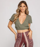 Perfectly Cropped Basic Surplice Gauze Top is a trendy pick to create 2023 festival outfits, festival dresses, outfits for concerts or raves, and complete your best party outfits!