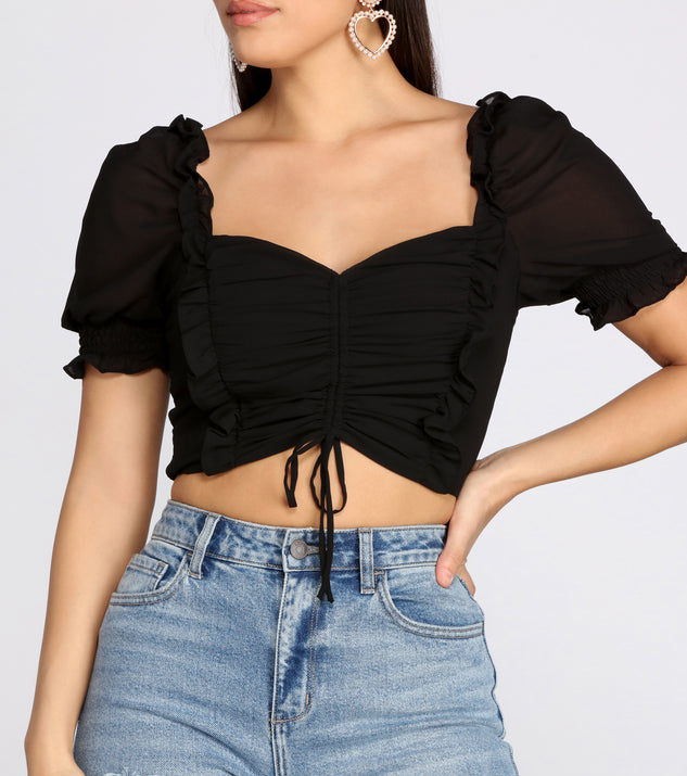 With fun and flirty details, All Ruffled Up Crop Top shows off your unique style for a trendy outfit for the summer season!