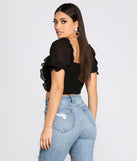 With fun and flirty details, All Ruffled Up Crop Top shows off your unique style for a trendy outfit for the summer season!