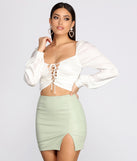 With fun and flirty details, Love The Lace Up Satin Crop Top shows off your unique style for a trendy outfit for the summer season!