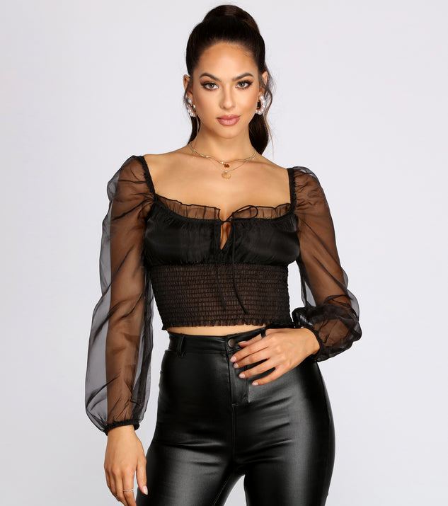 With fun and flirty details, Sheer And Stylish Smocked Crop Top shows off your unique style for a trendy outfit for the summer season!