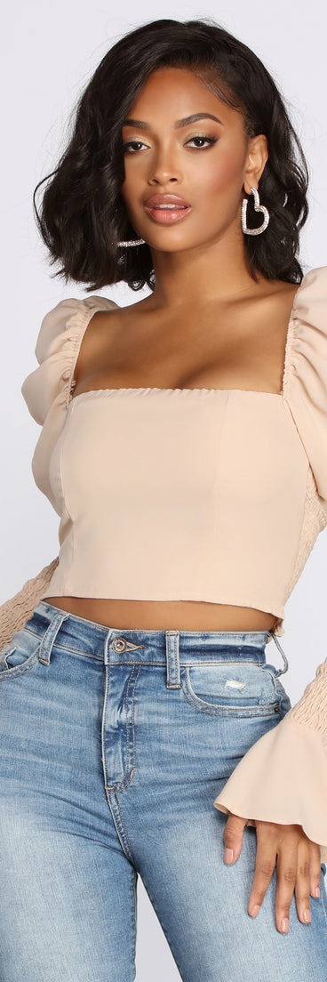 Dress up in All About The Puff Sleeve Crop Top as your going-out dress for holiday parties, an outfit for NYE, party dress for a girls’ night out, or a going-out outfit for any seasonal event!