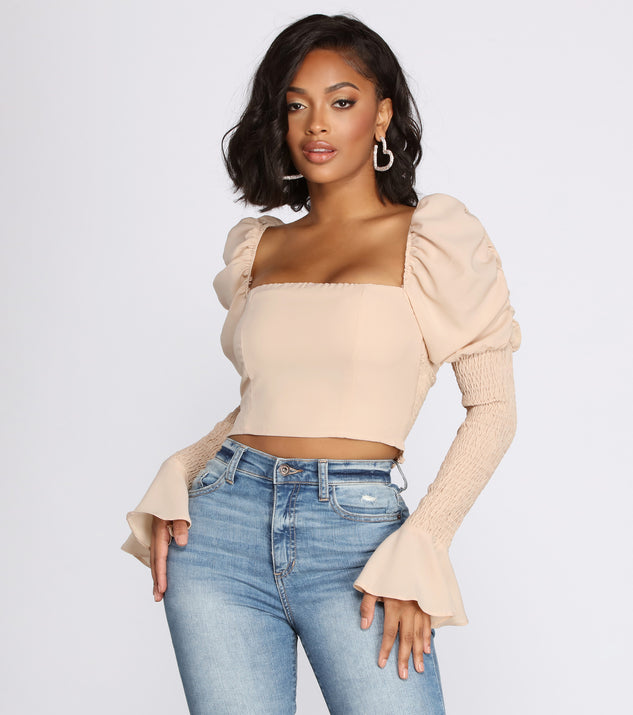 Dress up in All About The Puff Sleeve Crop Top as your going-out dress for holiday parties, an outfit for NYE, party dress for a girls’ night out, or a going-out outfit for any seasonal event!