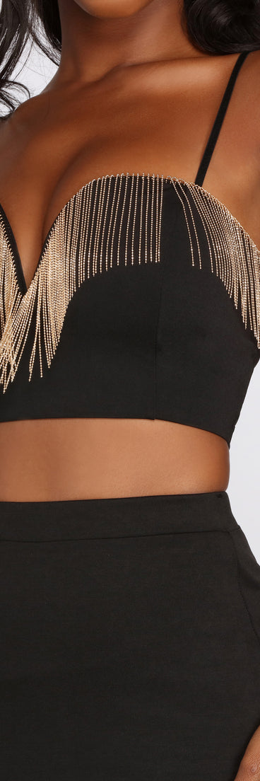 Make A Ponte Fringe Crop Top is a trendy pick to create 2023 festival outfits, festival dresses, outfits for concerts or raves, and complete your best party outfits!