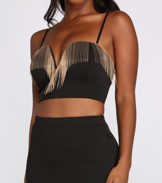 Make A Ponte Fringe Crop Top is a trendy pick to create 2023 festival outfits, festival dresses, outfits for concerts or raves, and complete your best party outfits!